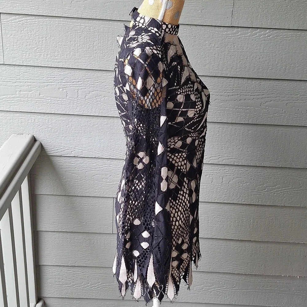 Free People Deco Lace Mini Long Sleeve Dress Fairy Whimsigoth Size 4 - Picture 9 of 13